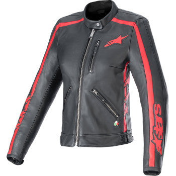 ALPINESTARS Stella Dyno Leather Jacket - Black/Haute Red - XL 3113924-1346-XL