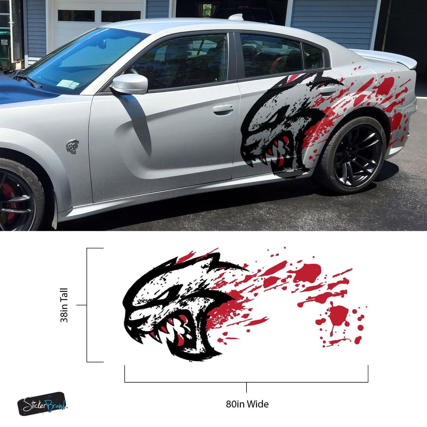 Hellcat Decal Sticker for Challenger, Charger, Durango SRT. Blood Splatter Car Decal. #6993