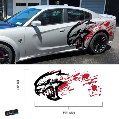 Hellcat Decal Sticker for Challenger, Charger, Durango SRT. Blood Splatter Car Decal. #6993