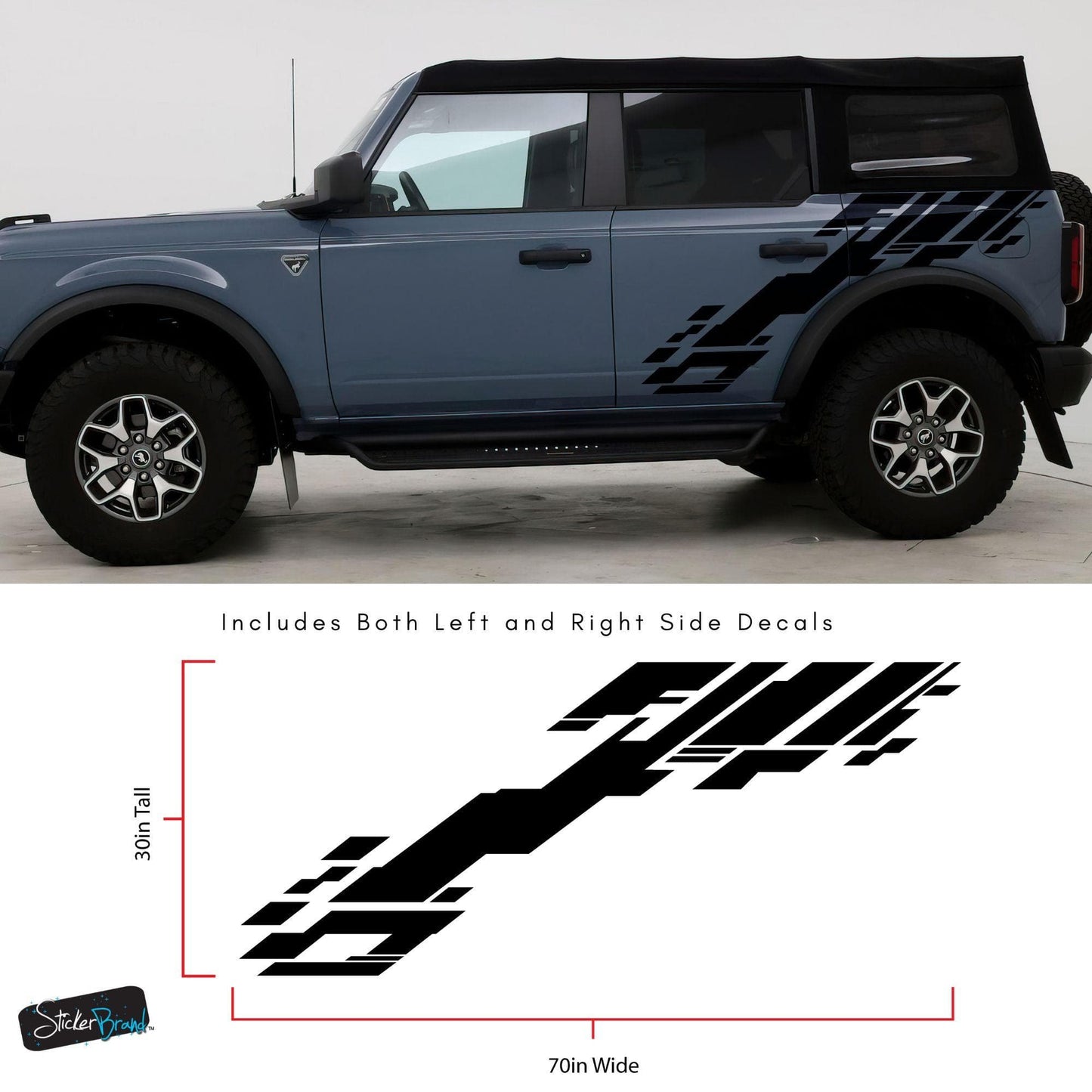 Bronco Digital Glitching Stripes Decal. #6838