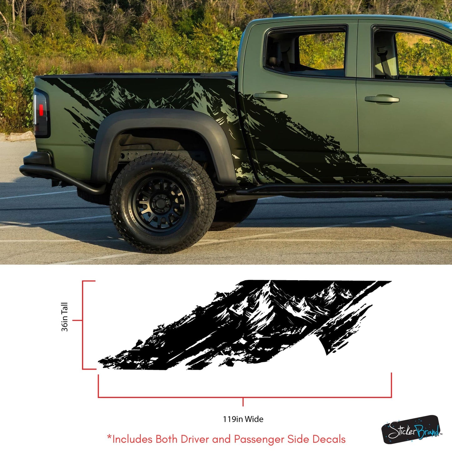 Chevy Colorado Truck Mud Splash Mountain Vinyl Car Graphic Sticker. Set of 2. #7110-Sup
