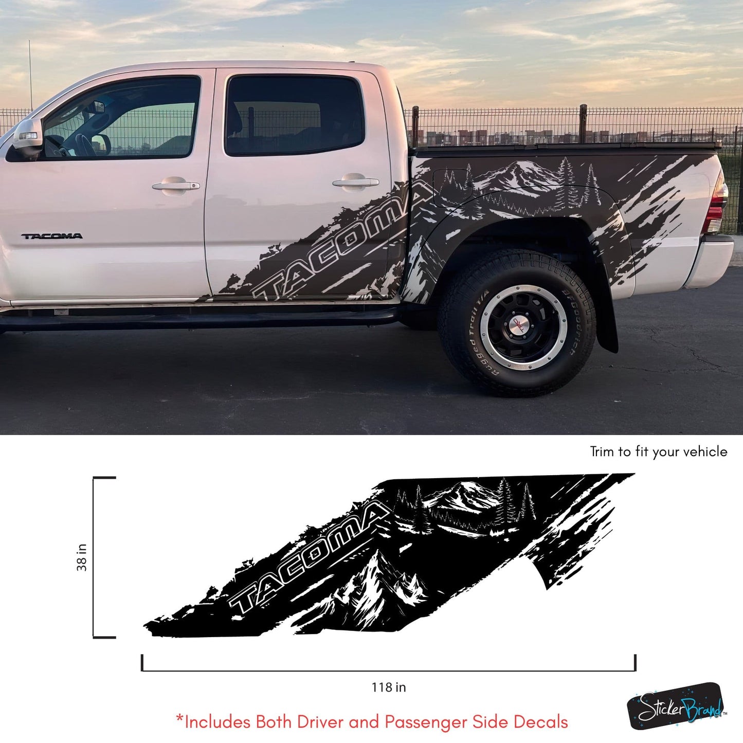 Tacoma Truck Decal Graphic Sticker. Mountain Off-Road Outlander. #7112-Sup