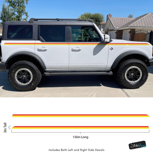 3 Color Stripes Bronco Decal Sticker. #6953