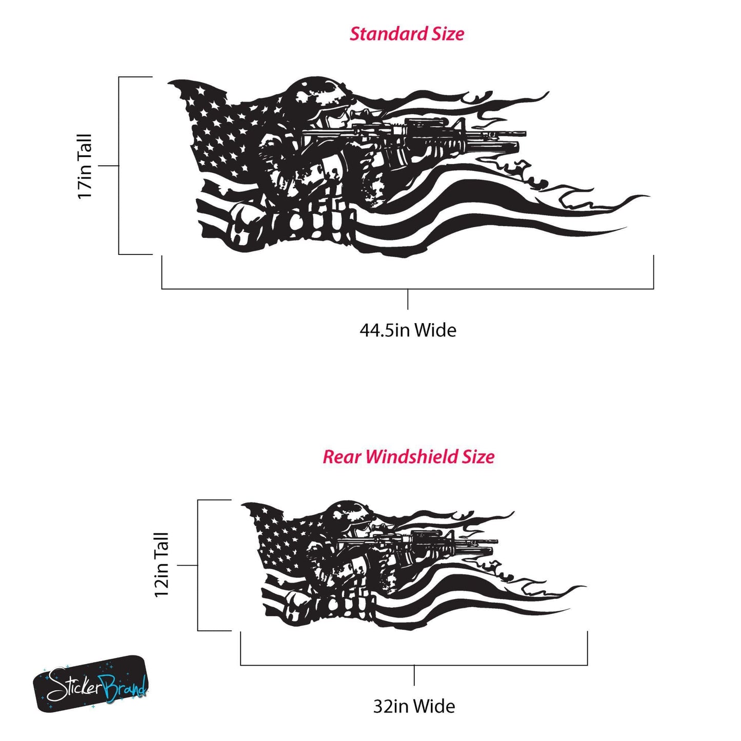 Military Soldier Flag Truck / Car Decal Sticker. Veteran Flag Window Sticker. #6967