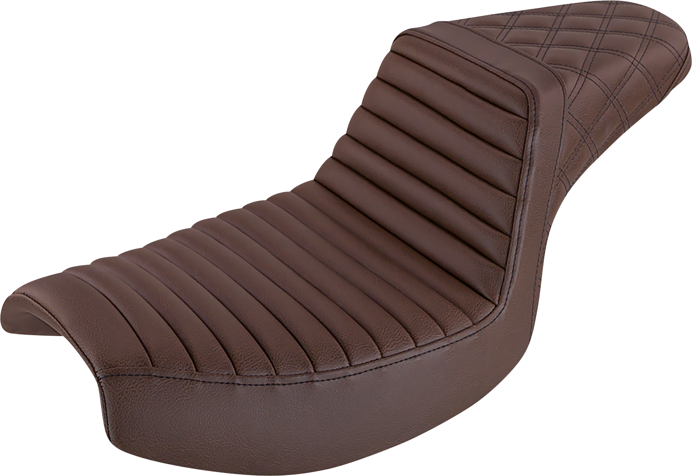 SADDLEMEN Step-Up Seat - Front Tuck-n-Roll/Rear Lattice Stitch - Brown 882-09-176BR
