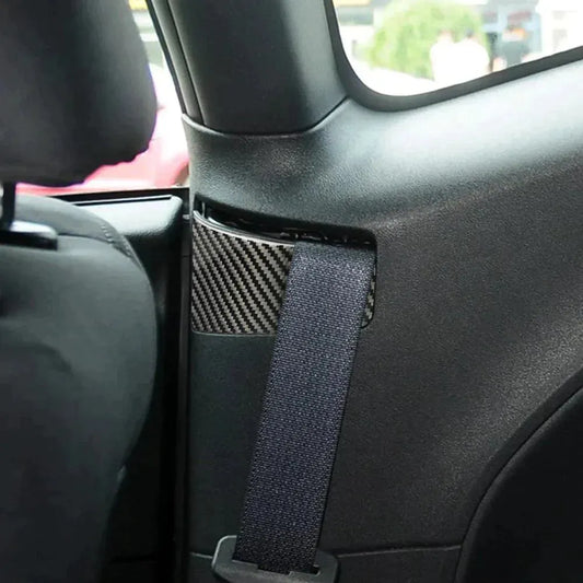3PCS Carbon Fiber Seat Belt Frame Panel Overlay for Dodge Challenger 2015-2023