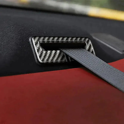 3PCS Carbon Fiber Seat Belt Frame Panel Overlay for Dodge Challenger 2015-2023