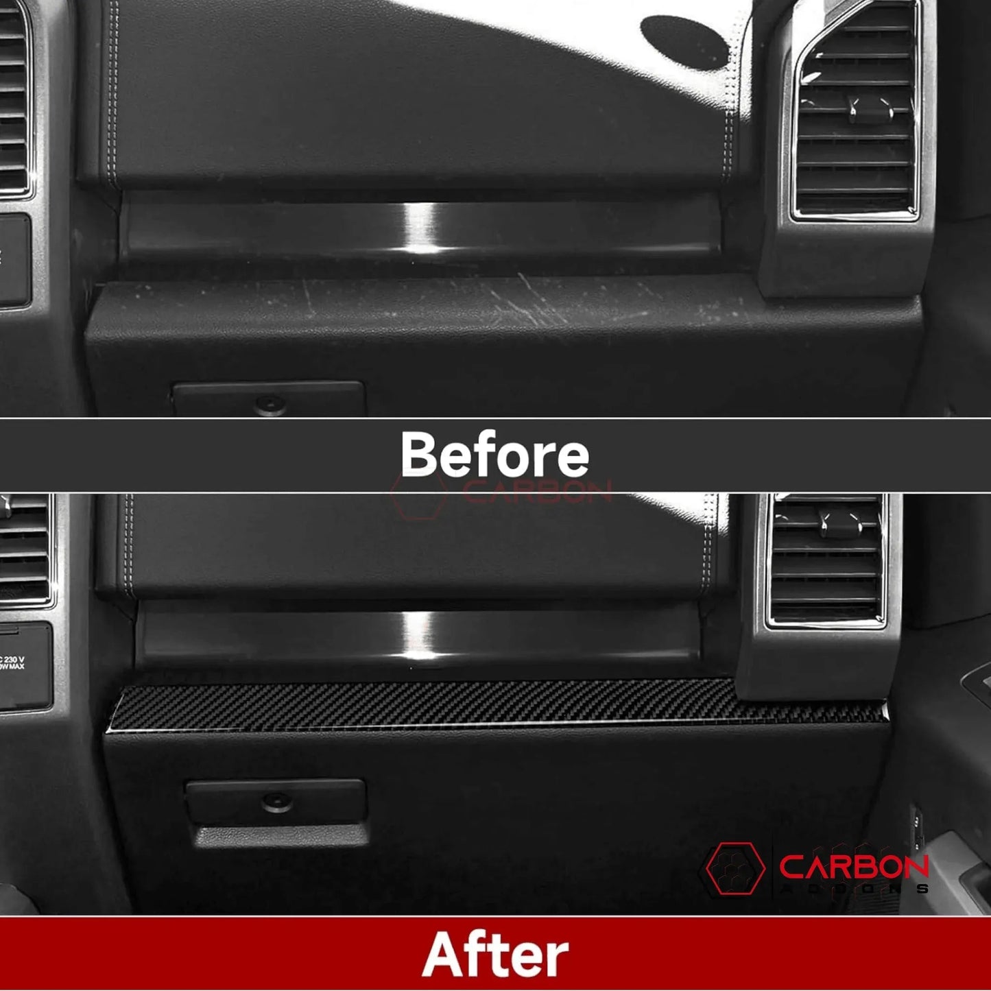 [3pcs] Real Carbon Fiber Dashboard Trim Overlay | 2015-2020 F150