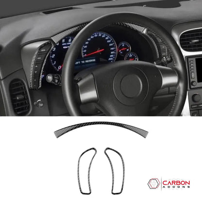 [3pcs] Real Carbon Fiber Gauge Cluster Surround Trim Overlay  | C6 2005-2013 Corvette