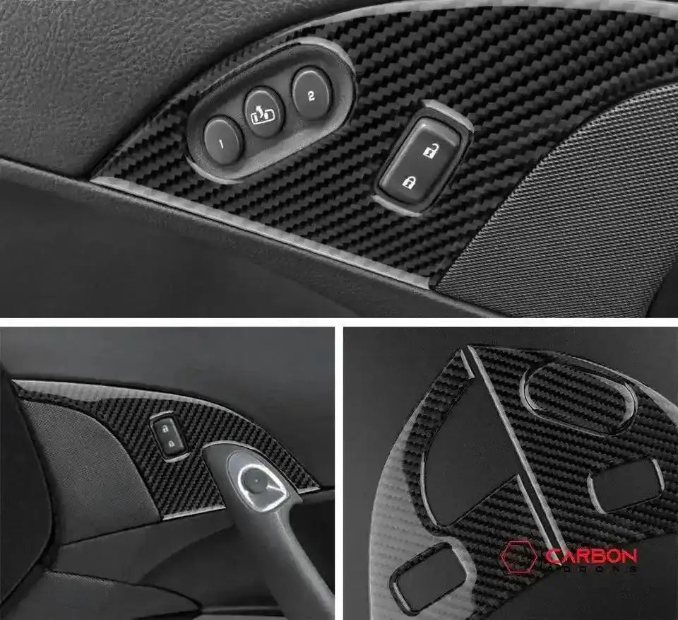 [3pcs Set] Real Carbon Fiber Door Lock Panel Switch Frame Overlay | C6 2005-2013 Corvette