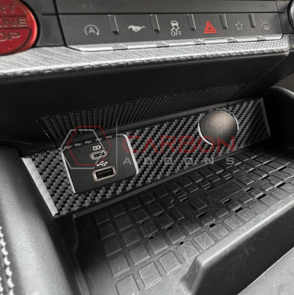 2024+ S650 Mustang Real Carbon Fiber USB/12v Outlet Trim Overlay