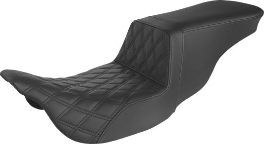 SADDLEMEN Step-Up Seat - Front Lattice Stitch - Black - FLH 808-07B-192