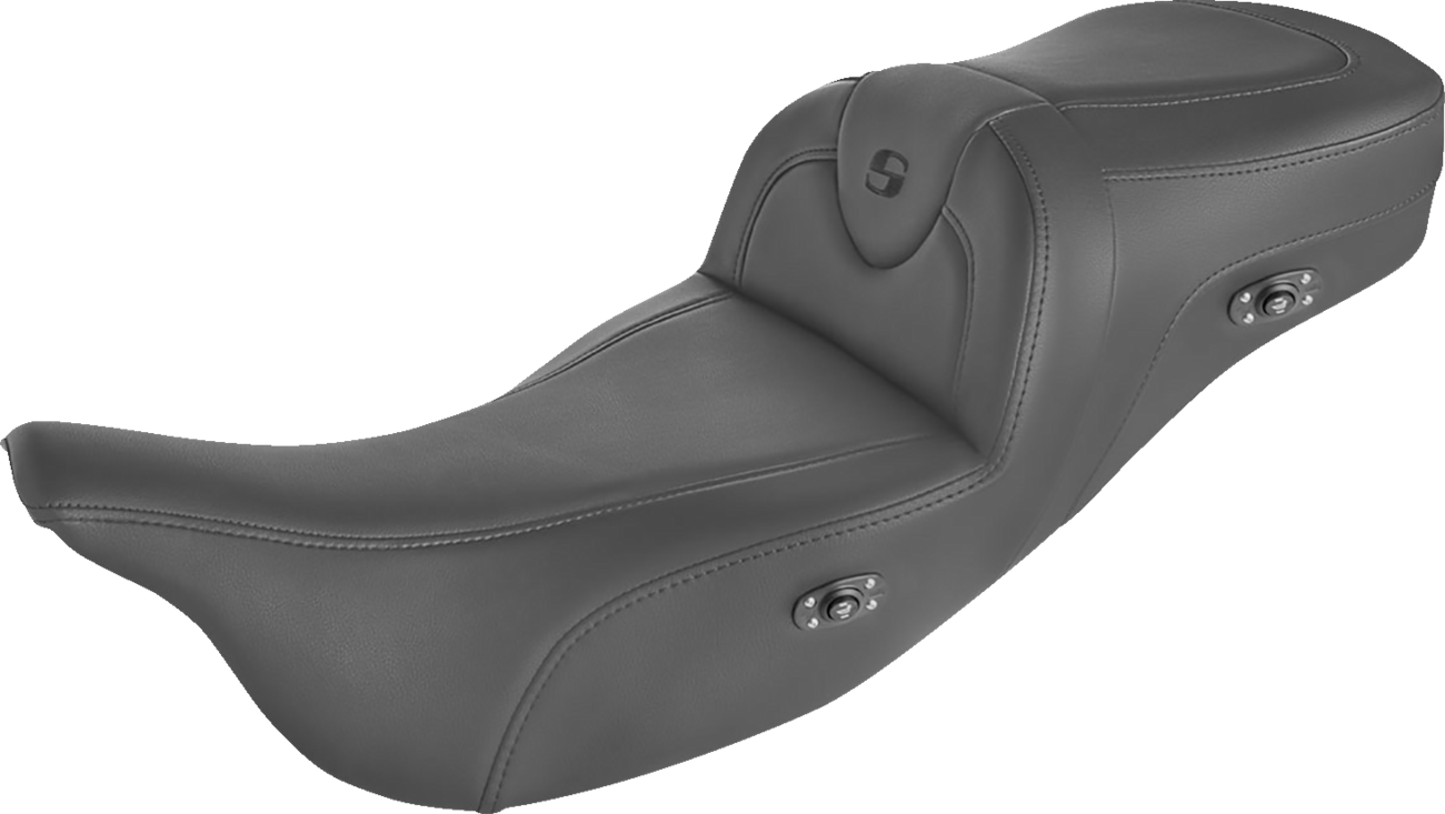SADDLEMEN Heated RoadSofa Seat - Without Backrest - Black w/Black Stitching - Trikes 808-07B-187THCT