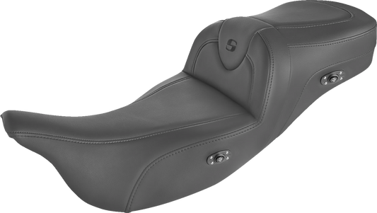 SADDLEMEN Heated RoadSofa Seat - Without Backrest - Black w/Black Stitching - Trikes 808-07B-187THCT