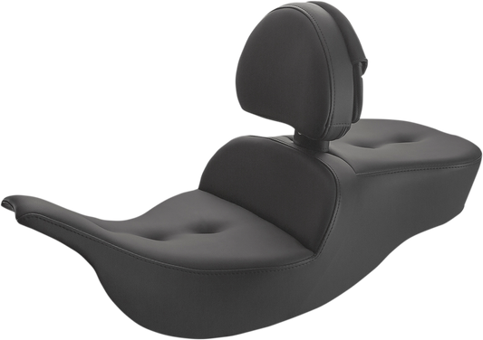SADDLEMEN Roadsofa Pillow Top Seat - With Backrest - Black 897-07-181BR