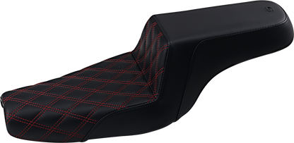 SADDLEMEN Step-Up Seat - Front Lattice Stitch/With Red Stitching - Black - XL 807-11-172RD