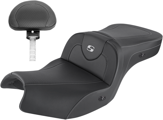 SADDLEMEN Heated Roadsofa Seat - Carbon Fiber - Includes Backrest - Black - Indian I20-06-185BRHCT