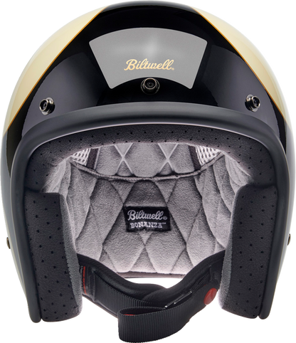 BILTWELL Bonanza Helmet - Gloss Vintage White/Black Scallop - Small 1001-559-202