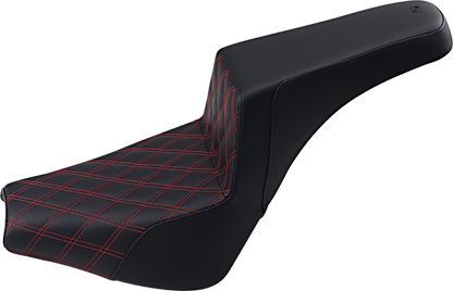 SADDLEMEN Step-Up Seat - Front Lattice Stitch/With Red Stitching - Black 818-30-172RD