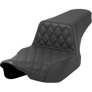 SADDLEMEN Step-Up Seat - Front Lattice Stitch - Black - Extended Reach - Street Glide/Road Glide 823-07E-172