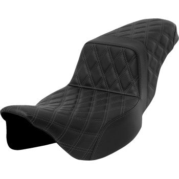 SADDLEMEN Step-Up Seat - Lattice Stitch - Dark Gray Stitch - Extended Reach - FLH/FLT '08-'23 A808-07E-175GRE