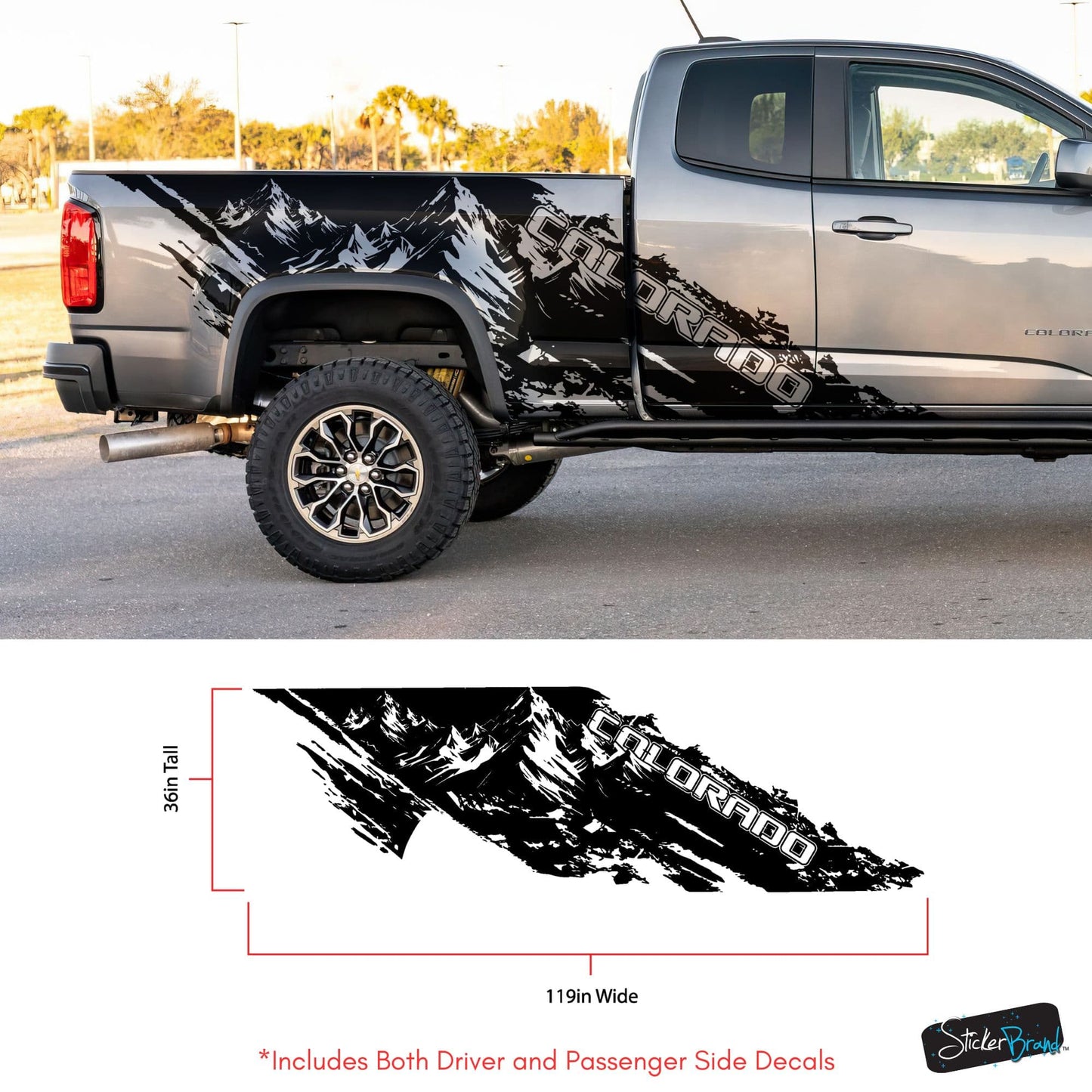 Chevy Colorado Truck Mud Splash Mountain Vinyl Car Graphic Sticker. Set of 2. #7110-Sup
