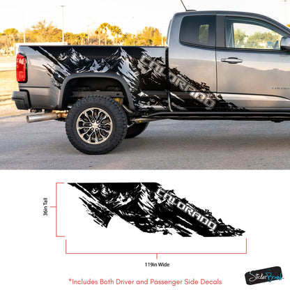 Chevy Colorado Truck Mud Splash Mountain Vinyl Car Graphic Sticker. Set of 2. #7110-Sup