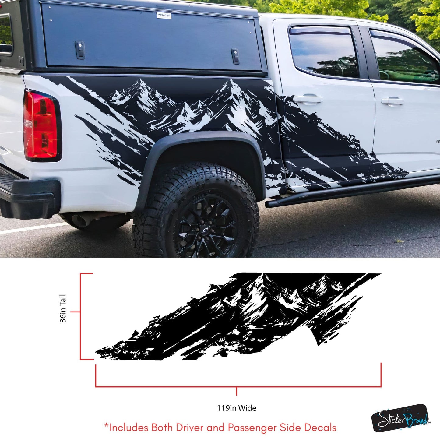 Chevy Colorado Truck Mud Splash Mountain Vinyl Car Graphic Sticker. Set of 2. #7110-Sup