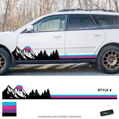 Mountain Forest Sunset Truck/Car Decal. Yellow, Orange, Red Color Scheme. #6811-Sup