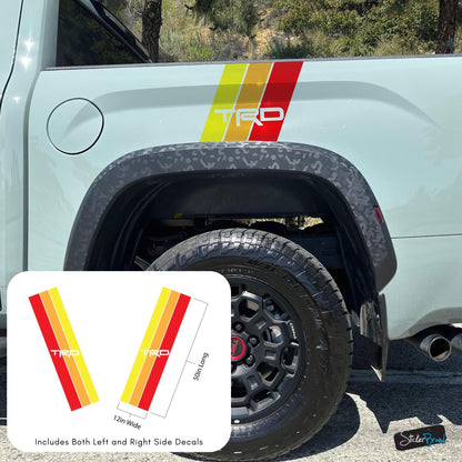 Yellow, Orange, Red TRD Stripes Toyota Truck Decal. #6968