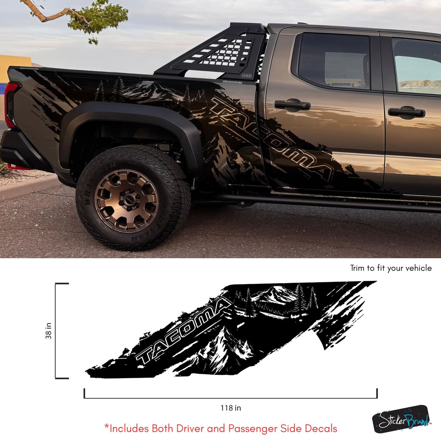 Tacoma Truck Decal Graphic Sticker. Mountain Off-Road Outlander. #7112-Sup