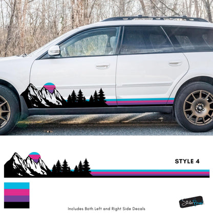 Mountain Forest Sunset Truck/Car Decal. Yellow, Orange, Red Color Scheme. #6811