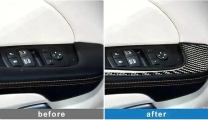 4pcs Carbon Fiber Armrest Panel Overlay for Dodge Challenger 2015-2023
