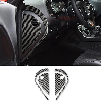 4PCS Carbon Fiber Dashboard Side Panel Overlay for Dodge Challenger 2015-2023