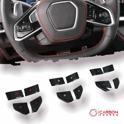 C8 Corvette Carbon Fiber Steering Wheel Volume Button Covers