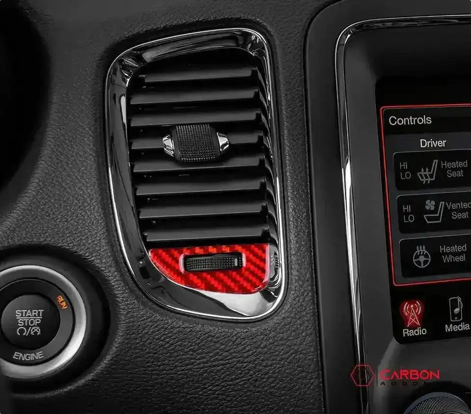 [4pcs] Real Carbon Fiber Dash AC Vent Control Trim Overlay for 2011-2020 Dodge Durango