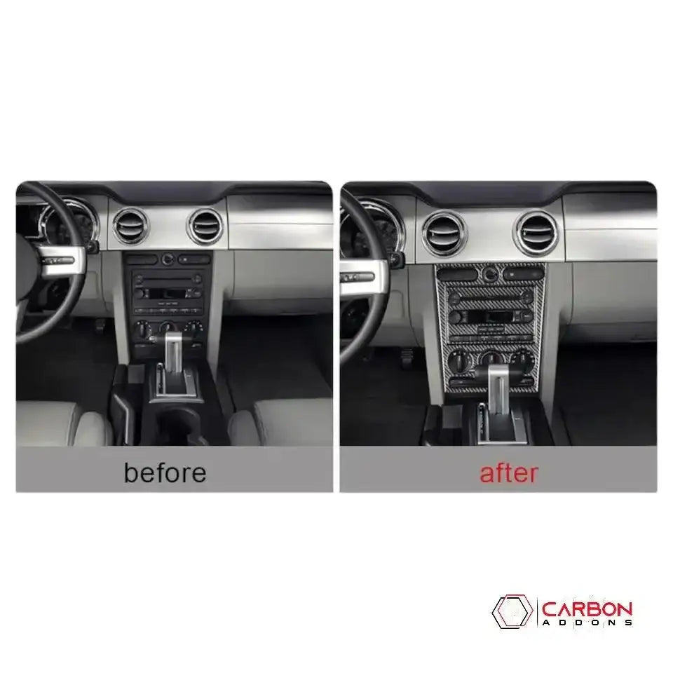 [4pcs] Real Carbon Fiber Infotainment Radio Trim Overlay | Mustang 2005-2009