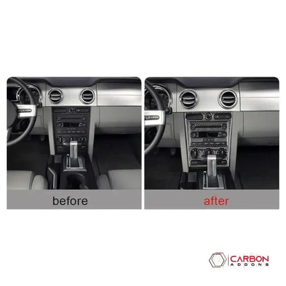 [4pcs] Real Carbon Fiber Infotainment Radio Trim Overlay | Mustang 2005-2009
