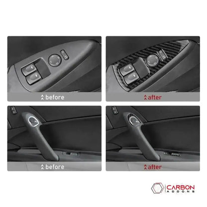 [4pcs] Real Carbon Fiber Window & Door Switch Trim Overlay | C6 2005-2013 Corvette