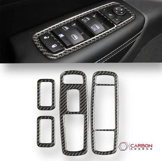 [4pcs] Real Carbon Fiber Window Switch Trim Overlay for 2011+ Dodge Durango