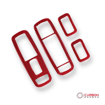 [4pcs] Real Carbon Fiber Window Switch Trim Overlay for 2011+ Dodge Durango