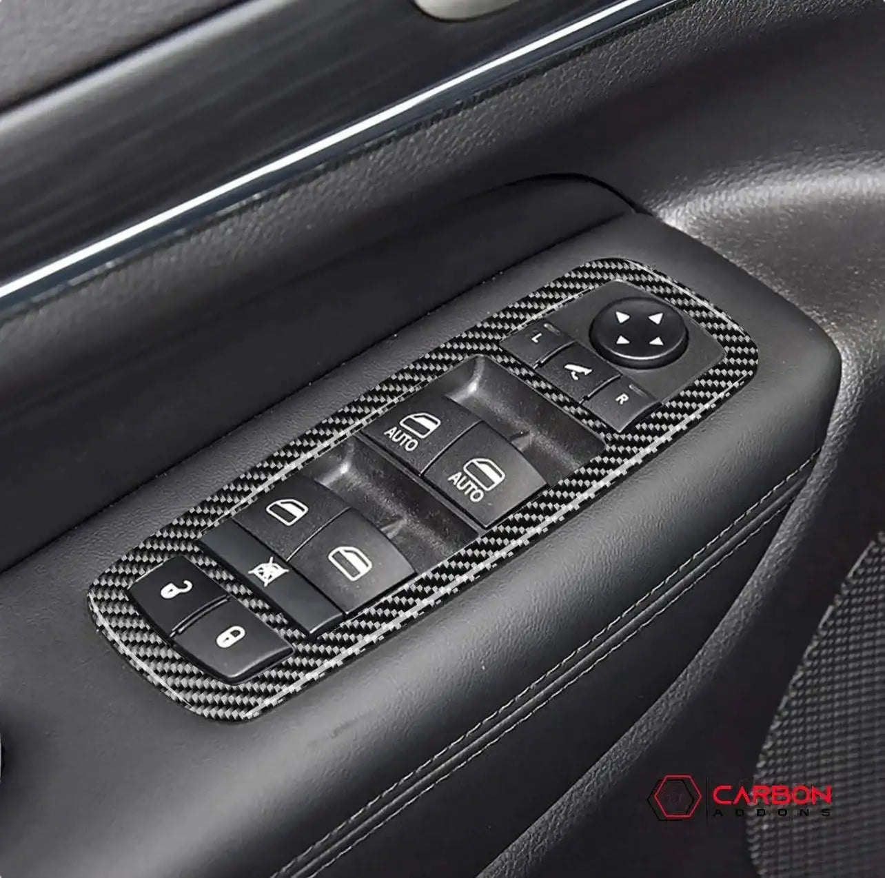 [4pcs] Real Carbon Fiber Window Switch Trim Overlay for 2011+ Dodge Durango