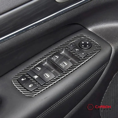 [4pcs] Real Carbon Fiber Window Switch Trim Overlay for 2011+ Dodge Durango
