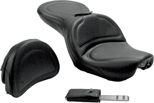 SADDLEMEN Seat - Explorer - With Backrest - Stitched - Black - FXD '04-'05 804-04-0301