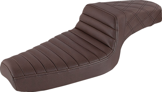 SADDLEMEN Step-Up Seat - Front Tuck-n-Roll/Rear Lattice Stitch - Brown 879-03-176BR