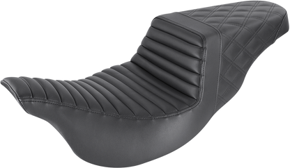 SADDLEMEN Step-Up Seat - Front Tuck-n-Roll/Rear Lattice Stitch - Black - FL '08-23 808-07B-176