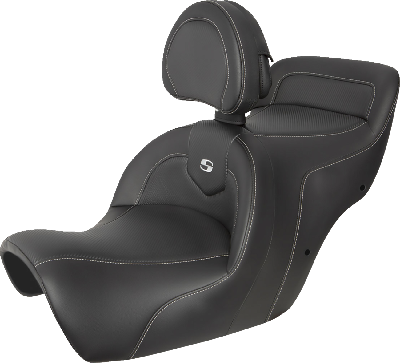 SADDLEMEN Roadsofa Seat - Carbon Fiber - Includes Backrest - Black H88-07-185BR