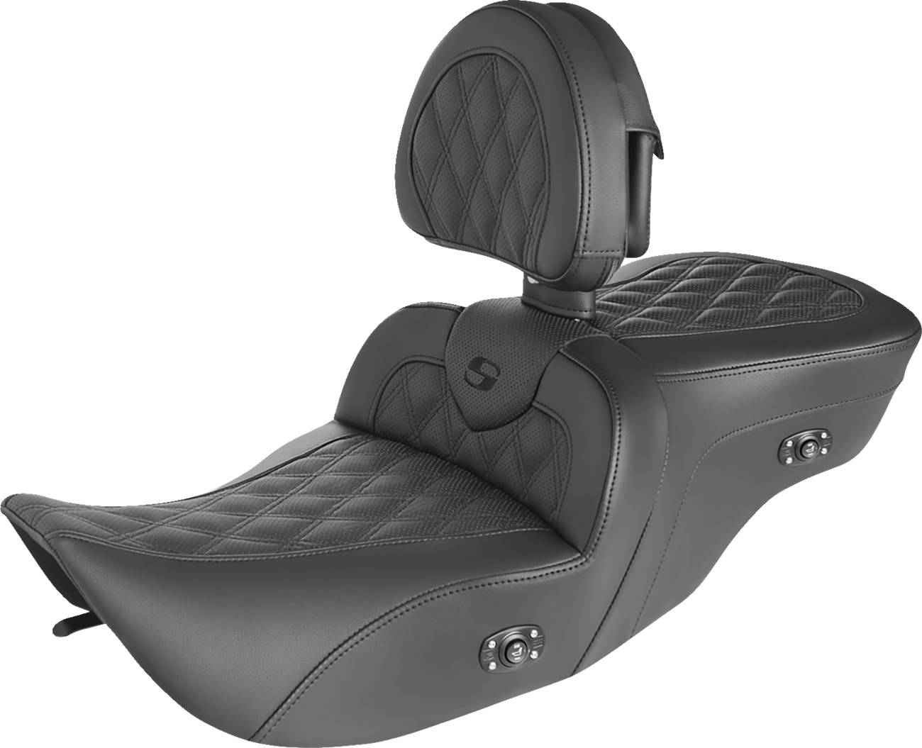 SADDLEMEN Roadsofa Seat - without Backrest - Full Lattice Stitch - Heated - '99-07 FLH 897-06-182BRHC