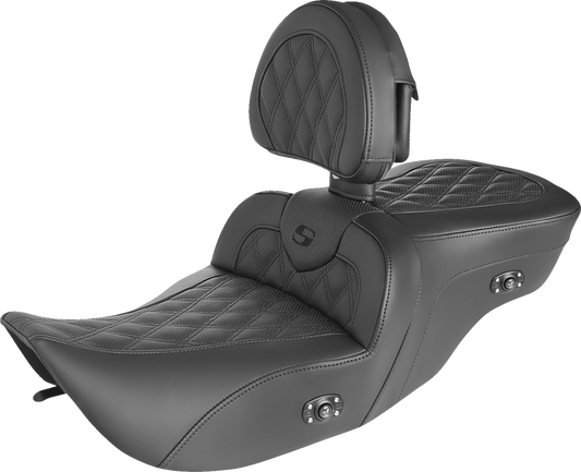 SADDLEMEN Roadsofa Seat - without Backrest - Full Lattice Stitch - Heated - '99-07 FLH 897-06-182BRHC