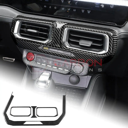 Real Carbon Fiber Center Dashboard A/C Vent Trim Overlays for 2024+ Ford Mustang